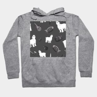 Dumb Bear Danger Pattern (Black & White) Hoodie